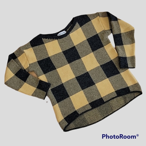 Checkered Plaid Crewneck Sweater Size Small NWOT Gold Black - Picture 3 of 8